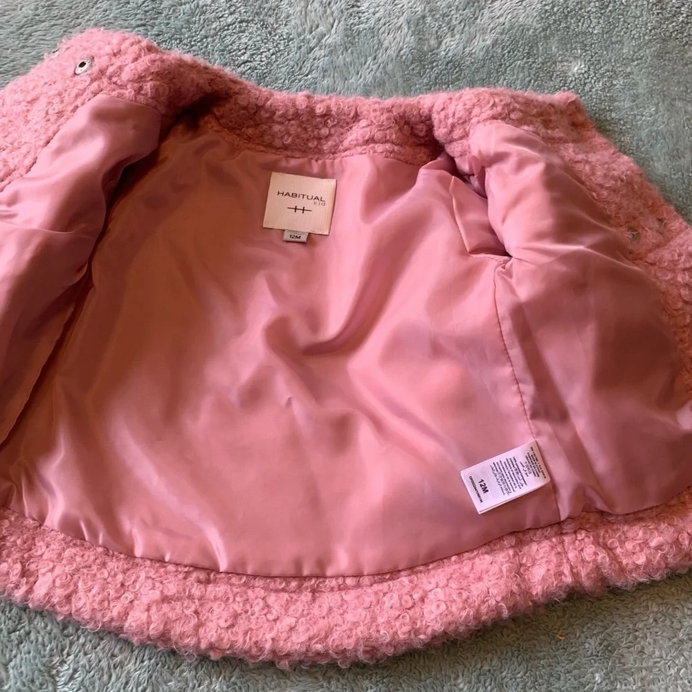 Habitual Kid Pink Boucle Baby Girl Jacket Pea Coat Size 12 Months Used